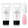 Makartt Poly Nail Gel Set White Pink Colors 2PCs 50ML Gel Builder for French Design Nail Extension Natural-Looking Nail Strengthener 3D Diy Hard Gel Manicures Home Salon