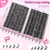 Fluffy Lash Clusters Kit 240pcs DIY Lash Extension Kit, Wispy Lash Clusters Kit Natural 30D+40D Mixed 12-16mm Eyelashes Kit C Curl with Lash Bond and Seal and Lash Applicator Tool.(30+40 Kit)