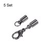 HARFINGTON 5pcs Cord End Cap 3.5mm ID Lobster Claw Clasp End Caps for DIY Bracelets Necklaces, Black