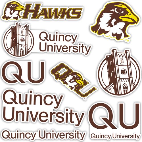 Desert Cactus Quincy University Stickers Hawks QU Vinyl Decals Laptop Water Bottle Car Scrapbook T2 (Type 2)