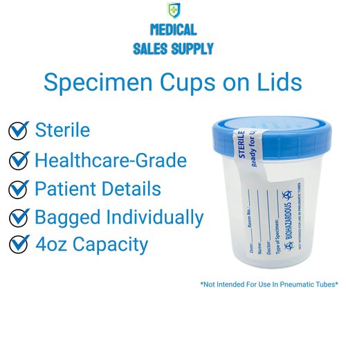 Sterile Specimen Cups with Lids: 4oz Transparent Urine Collection Cup with Leak-Resistant Screw-On Lids - 3-inch Sample Jars - Designed for Secure Collection of Pee, Stool, and Semen Samples - 5 Pack