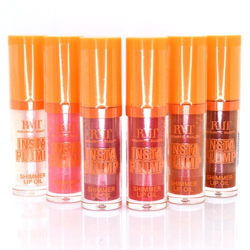 Romantic Beauty 6 Full Set of Linsta Plump Shimmer Lip Oil Balm Stick Glosses & Zipper bag