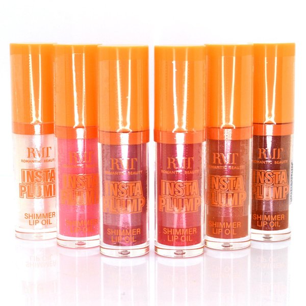 Romantic Beauty 6 Full Set of Linsta Plump Shimmer Lip Oil Balm Stick Glosses & Zipper bag