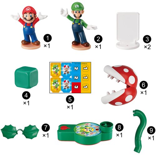 EPOCH Games Super Mario Piranha Plant Escape! - Tabletop Action Game for Ages 4+ with 2 Collectible Super Mario Action Figures