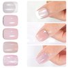 Chrome French Tip Press on Nails Short 5 Styles, Jofay Fashion 120Pcs Salon-Like Acrylic Fake Nails with Mermaid Pearl Chrome Gold Foil End Designs, Glossy & Natural Glue on Nails Set F
