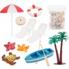 Mini Fairy Garden Accessories 10 Pieces Beach Miniature Dollhouse Decoration Umbrella Palm Tree Chair for DIY Swimming Pool Summer Beach Birthday Party Supplies