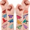 Paper Plane Temporary Tattoos Travel Airplane Party Decorations Favors Supplies Rocket Themed Cute Stickers 10 Sheets 100 PCS Gifts for Baby Girls Boys Class School Carnival