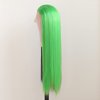 BTWTRY Synthetic Lace Front Wigs Half Green Half Black Color Cosplay Wig Heat Resistant Fiber Hair for Women Party Wig (24 Inch, Half Green Half Black)