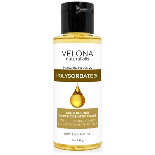 Polysorbate 20 by Velona - 2 oz | Solubilizer, Food & Cosmetic Grade | All Natural for Cooking, Skin Care and Bath Bombs | Use Today - Enjoy Results