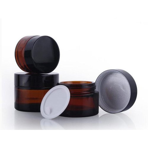 2PCS 50ML/50G Brown Glass Refillable Make Up Jars with Liners and Screw Black Cap Empty Face Cream Lip Balm Storage Container Pot Bottle Jar for Beauty Essential Oils Cosmetic Cream Lotion (50ml)