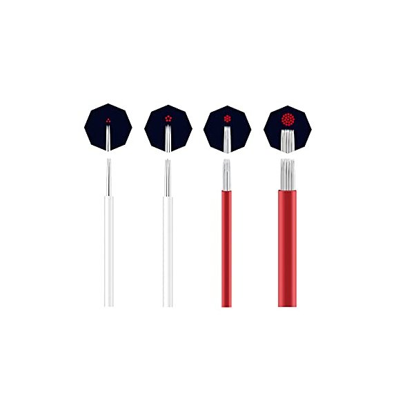 TcJ-Chen Semi-Permanent Makeup Round Microblade Needles Manual Fog Needle Eyebrow Tattoo Needle 4 Different Types R3 R5 R7 R21 Pack of 100