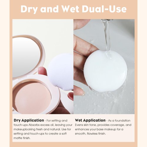 UCANBE 2-in-1 Pressed Face Powder & Foundation Makeup, Matte Oil Control Flawless Setting Powder, Korean Makeup,Waterproof Long Lasting Finishing Powder (Light)