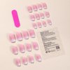 Square Press on Nails Short, LPOODDNU Gradient Pink White Press on Nails Short Fake Nails French False Nail Tips Full Cover Glue on Nails for Women Girls Nail Art Decorations, 24Pcs