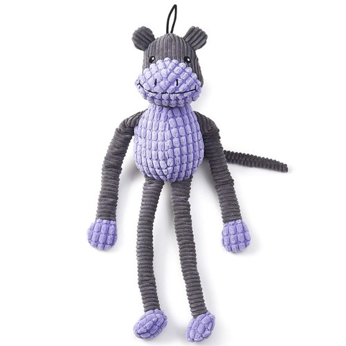 PetRageous 17033 StretchRageous Hippo Two-Tone Machine Washable Squeak and Crinkle Dog Toy for Dogs and Cats, 18-Inch Long 2.5-Inch Tall, Purple