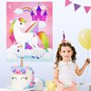 JOYIN Pin The Unicorn Horn Game -21'' x 28'' Unicorn Themed Party Games with 24 PCs Horn Stickers Party Supplies Kids Birthday Party Decoration
