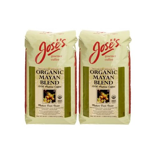 Jose’s 100% Organic Mayan Whole Bean Coffee 2.5 lb. Bag 2-pack