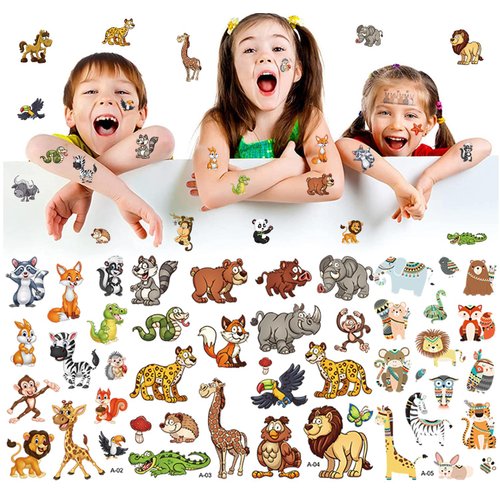 Cartoon Unicorn, Dinosaur Mermaid series children's temporary tattoos 10 sheets (about 110 patterns) waterproof temporary tattoos for children, temporary tattoo toys for children, suitable for birthda