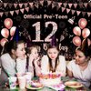 12th Birthday Decorations for Girls Rose Gold Official Pre-Teen 12th Birthday Backdrop Banner 12th Years Old Birthday Part Supplies for 12th Birthday Party Decorations