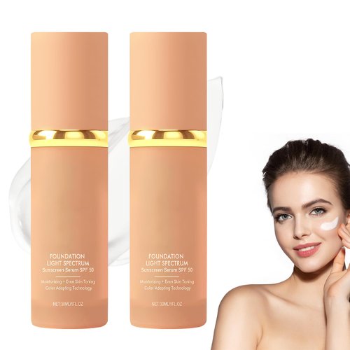 4 in 1 Foundation Liquid, Foundation 4 In 1 Light Spectrum, Hydrating Medium full coverage concealer with SPF 50+, Longwearing & Waterproof for Makeup (2-pcs, 30 ml/1 Fl.oz)