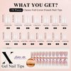 KQueenest French Gel Nail Tips - Multi-Color French Tip Press on Nails Fall,Medium Almond Nail Tips,Stiletto Soft Gel x Nail Tips,Natural Nude Gel Tip Nails with Design,Acrylic Fake Nail Tips 150 Pcs
