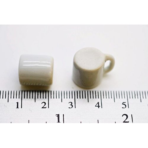 Buy Easy 10 White Gray Ceramic Coffee Mug Tea Cup Size 1 X 1.5 cm Dollhouse Miniatures Food Kitchen Docoration