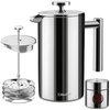 Mueller French Press Coffee Maker 34oz, Stainless Steel French Press Coffee, 4 Filter Heat Resistant Double Insulated, Rust-Free, Food Grade, Dishwasher Safe Coffee Pot