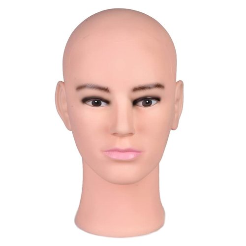 Ruilong Male Bald Mannequin Head for Wig Making Hat and Glasses Display Model Head, Professional Cosmetology Head Beige Color