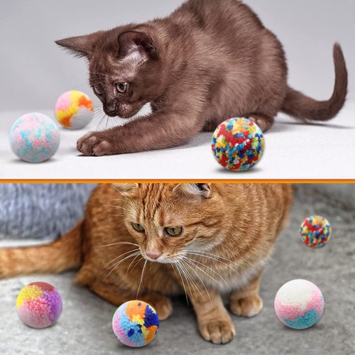 MAIYU Cat Toys Springs Balls Set 12 Pack - 6 PCS Cat Toy Balls Woolen Yarn Balls - 6 PCS Cat Spring Tube Toys Interactive Cat Chew Toy for Cat Kitten (Random Color)