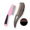 Dandruff Comb, Stainless Steel Fine Tooth Lice/Flea Comb, Psoriasis Comb, Scalp Oil Buildup Removal Wide Hollow Tooth Button Hairbrush for Scalp Massage Care for Man Women and Kids, Set of 2 (Pink)