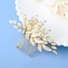 Asooll Bride Wedding Hair Comb Gold Leaf Rhinestone Bridal Hair Piece Crystal Hair Clip Hair Accessories for Women and Girls