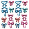 Oottati 2 Sheets Colorful Ribbon, Blue Pink 3D Bow Tie Leg Shoelace Waterproof Arm Hand Temporary Tattoo Stickers Look Real and Last Long