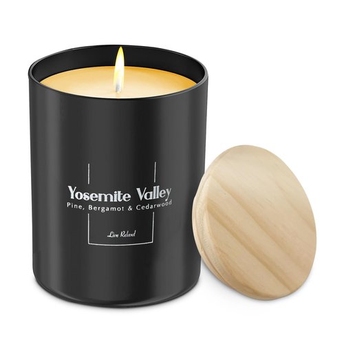 Premium Pine, Bergamot & Cedarwood Scented Candles (Yosemite Valley), Natural Soy Candles Gifts for Women & Men, Hand Poured, Long Lasting Aromatherapy Essential Oil Candle, 8 Oz, 45 Hour Burn Time