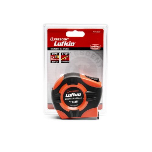 Crescent Lufkin 1" x 25' P1000 Series Engineer's Yellow Clad A4 Blade Power Return Tape Measure| PHV1425DN