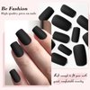 LuckForever 240pc Matte Square Press on Nails Medium Glue on Nails Black Fake Nails Medium Square Acrylic Nails Press on Nails Full Cover Artificial False Fingernails with Nail Glue Adhesive Tabs