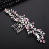 Teyglen Bride Pink Crystal Wedding Hair Comb, Alloy Rhinestone Teardrop Hair Piece for Women Bride Girls (Pink, 15*8 cm / 5.9*3.14 inches)