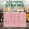 [1000 Count] Chunspak Pink and White Striped Paper Drinking Straws Bulk, 7.75" x0.24", Unwrapped - Biodegradable and Compostable