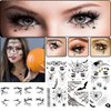 Halloween Eye Shadow Stickers Eyeliner Decals Spider Bat Spider Web Skull Bat Temporary Tattoo Stickers Face Eye Makeup Tattoos Stickers for Women Girls Halloween Masquerade Party