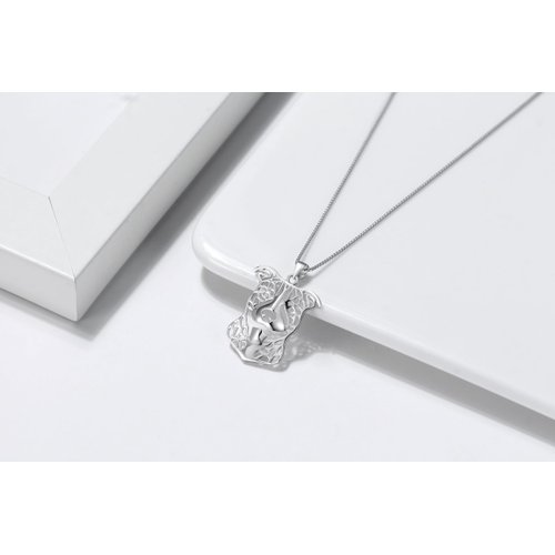 Pit Bull Dog Sterling Silver Necklace by Ginger Lyne Ears Down Puppy Dog Pet Pendant Box Chain Doggie Animal Paw Print Heart Jewelry for Pit Mom