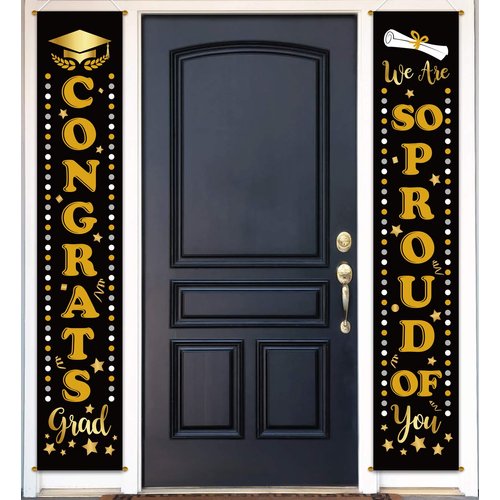 Graduation Banner Party Supplies 2023 - Congrats Grad Porch Sign Outdoor Party Decorations