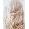 Salliy Wedding Hair Comb Gold Leaf Bridal Hair Piece Silver Rhinestone Hair Accessories for Women and Girls (F)