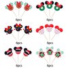 36 Pack Merry Christmas Cupcake Toppers Mouse Christmas Hat Cupcake Picks Xmas Holiday New Year Kids Birthday Cake Decoations Party Supplies