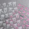 6pcs Cute Bow Nail Stickers for Women White Bow Nail Sticker Pink Bow Nail Decals for Nail Art Supplies 3D Nail Art Stickers Embossed Bow Stickers for Nails Bowknot Sticker Nails Stickers Nail Bows