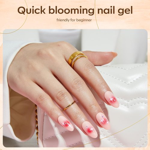 modelones Blooming Gel Nail Polish, 15ml Clear Marble Nail Design Kit, Nail Art Accessories for Spreading Effects, Floral Print, Watercolor Design