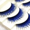 5 Pairs Blue Fluffy False Eyelashes with Rhinestone 3D Shiny Long and Thick Exaggerated False Eyelashes Extension Handmade Grafting Dramatic Fake Eyelashes Makeup Eye Lashes for Women and Girls