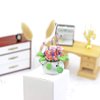 Dollhouse Decoration Plant Pots Miniature Green Potted Miniature Bonsai Model Dollhouse Accessories Decor,1 12 Scale Doll House Miniature Plant Model (1 Hanging Pot Rose)