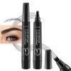 evpct SUAKE 2Pcs Black Magic Microblading Eyebrow Contouring Pen Pencil, 4 Tipped Precise Brow Pen with Sponge Micro-Fork Tips Applicator, Create Natural Looking Brows Eyebrow Makeup Long Lasting