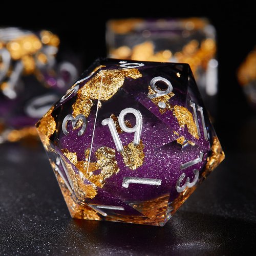 Joylord Sharp Edge Resin Dice Set for Dungeons and Dragons | Liquid Core & Gold Foil Design | Handcrafted Polyhedral DND Dice | RPG D and D Role Playing Games Dice Set D&D Dice | D20 D12 D10 D8 D6 D4