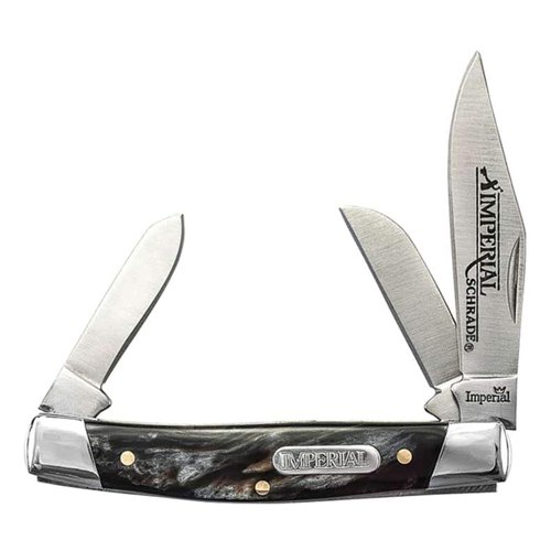 Schrade Imperial IMP16S Stockman 5.9in Stainless Steel Traditional Folding Knife with 2.5in Clip Point, Sheepsfoot and Spey Blade and POM Handle for Outdoor Hunting Camping and Everyday Carry,Silver