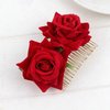 Lopsity 2PCS Rose Flower Hair Clip Hair Barrettes for Women Flower Hair Pins Rose Bridal Hair Combs For Brides Wedding Hair Accessories Flamenco Dancer (red)