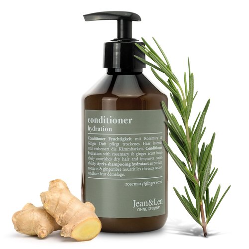 Jean & Len Moisturizing Conditioner Rosemary & Ginger, for dull and dull hair, nourishes intensively & improves combability, conditioner with spicy fragrance, without parabens & silicones, 10.14 Fl Oz